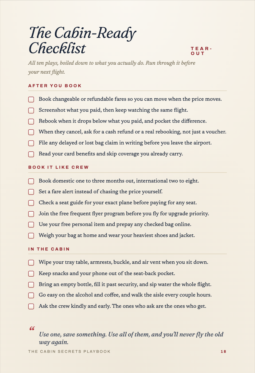 Pre-flight checklist page